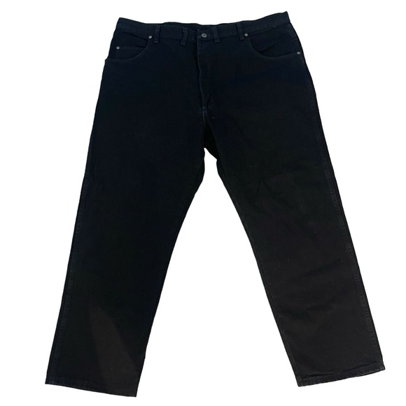Wrangler Men's Jeans Black Denim Regular Fit Work Utility Pants Size 42x30